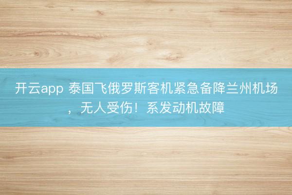 開云app 泰國飛俄羅斯客機緊急備降蘭州機場，無人受傷！系發動機故障